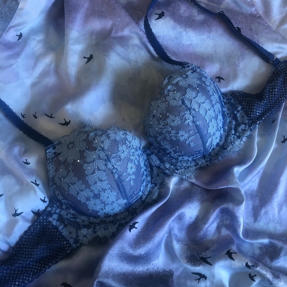 Rhinestone and Lace Balconette Bra
